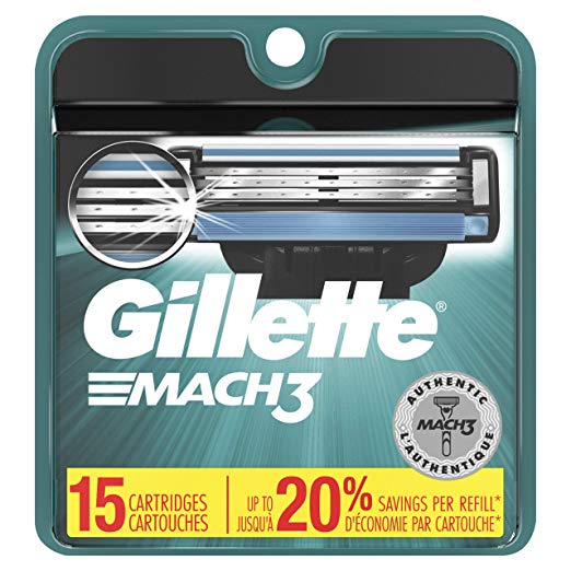 Amazon.com: Gillette Mach3 男士剃须刀替换刀头，15个装