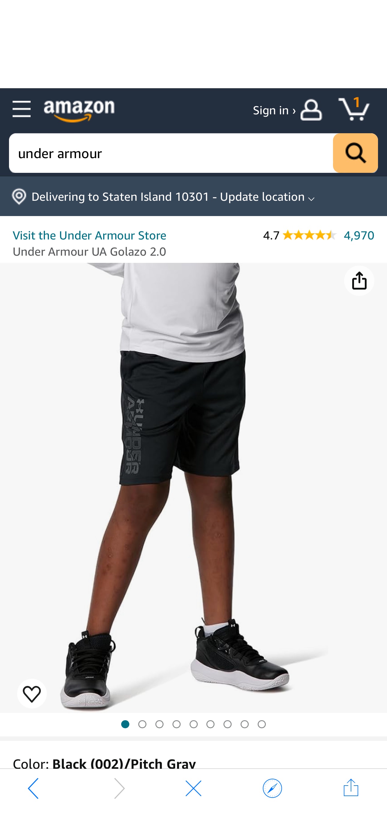 Amazon.com: Under Armour boys Prototype 2.0 Wordmark Shorts , Black (002)/Pitch Gray , Youth X-Large: Clothing, Shoes & Jewelry