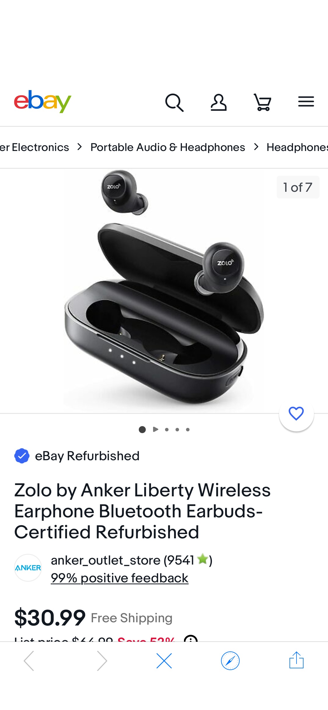 Zolo by Anker Liberty Wireless Earphone Bluetooth Earbuds-Certified Refurbished 194644161637 | eBay 耳机