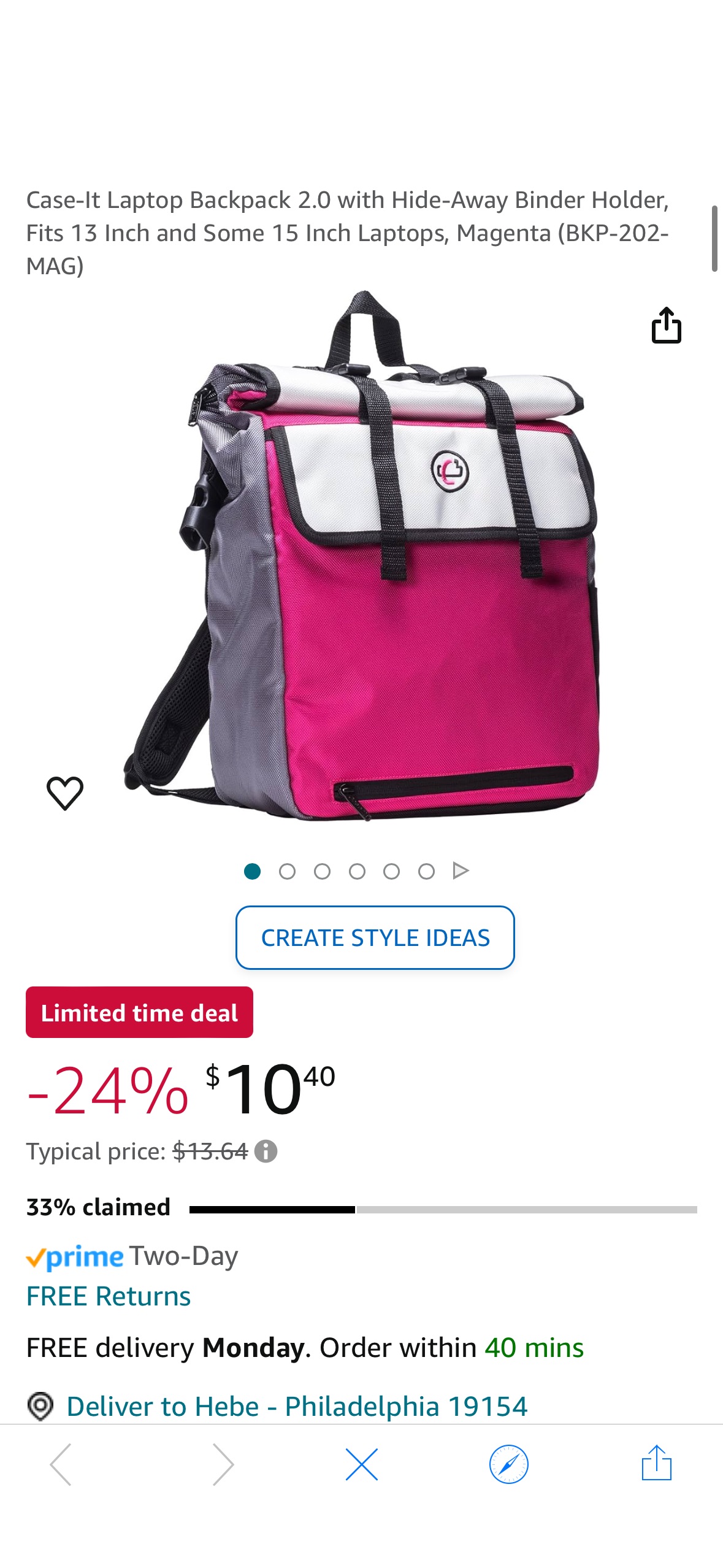 Amazon.com: Case-It Laptop Backpack 2.0 with Hide-Away Binder Holder, Fits 13 Inch and Some 15 Inch Laptops, Magenta (BKP-202-MAG) : Electronics
