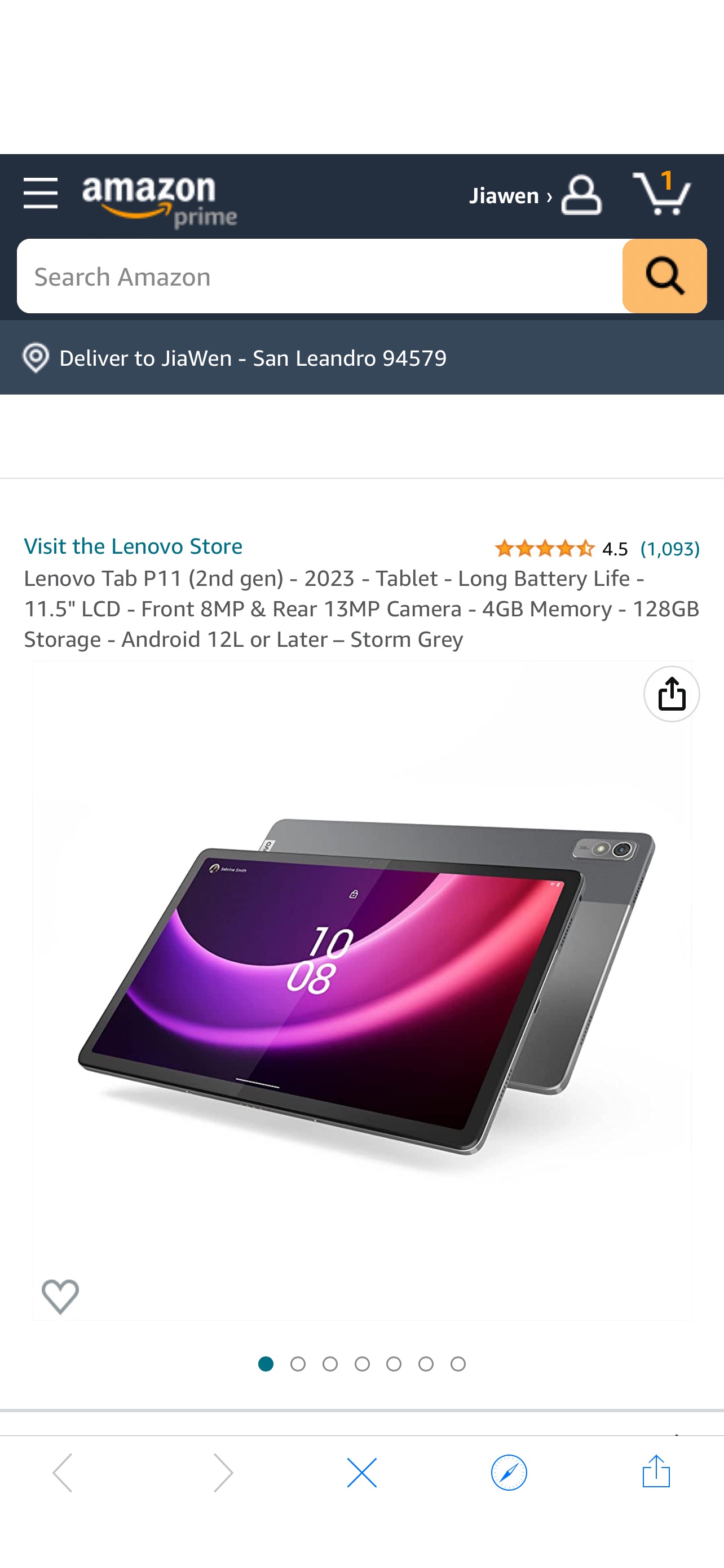 Amazon.com : Lenovo Tab P11 (2nd gen) - 2023 - Tablet - Long Battery Life - 11.5" LCD - Front 8MP & Rear 13MP Camera - 4GB Memory - 128GB Storage - Android 12L or Later – Storm Grey : Electronics