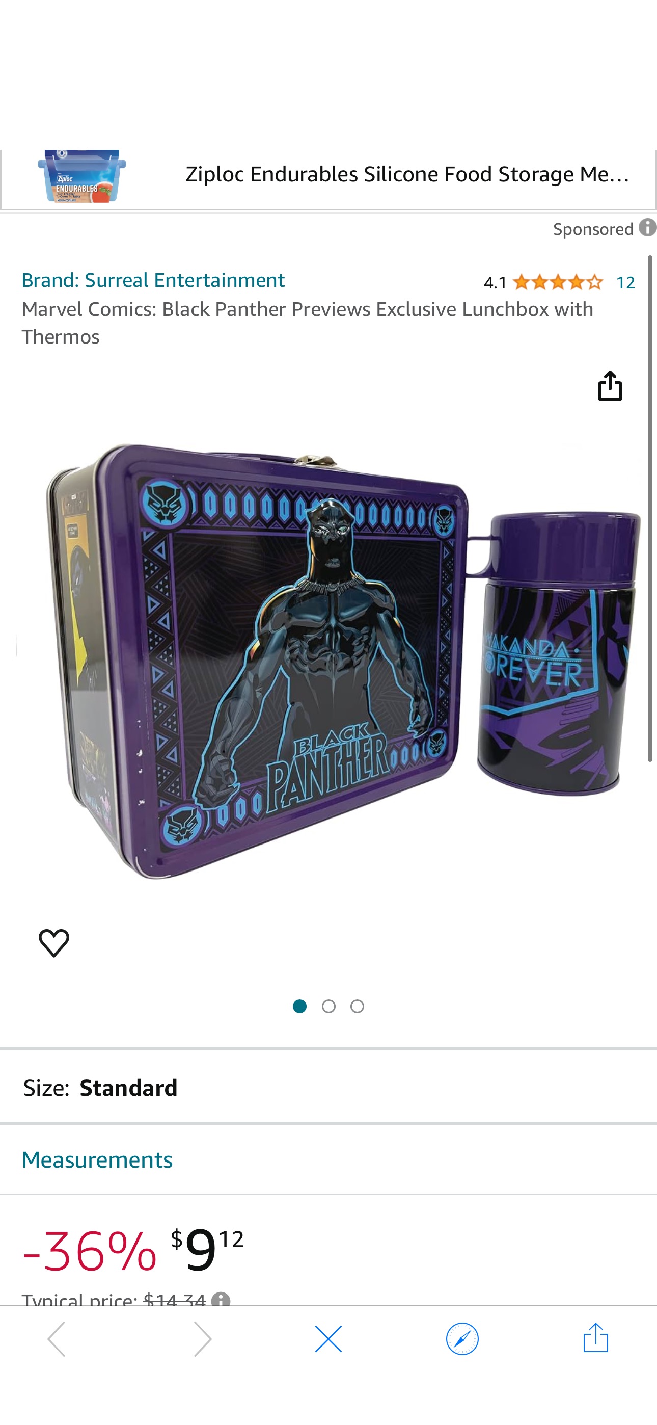 Amazon.com: Marvel Comics: Black Panther Previews Exclusive Lunchbox with Thermos : Home & Kitchen