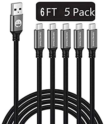 USB Type-C Cable 5pack 6ft Fast Charging 3A Rapid Charger Quick Cord