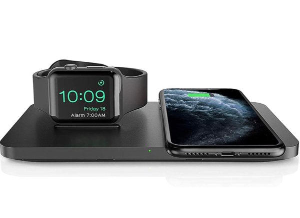 Seneo 2 in 1 Dual Wireless Charging Pad with Watch Stand