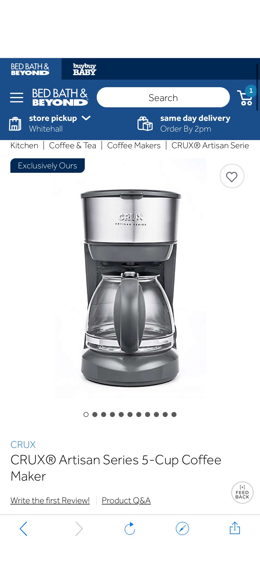 CRUX® Artisan Series 5-Cup 咖啡机
