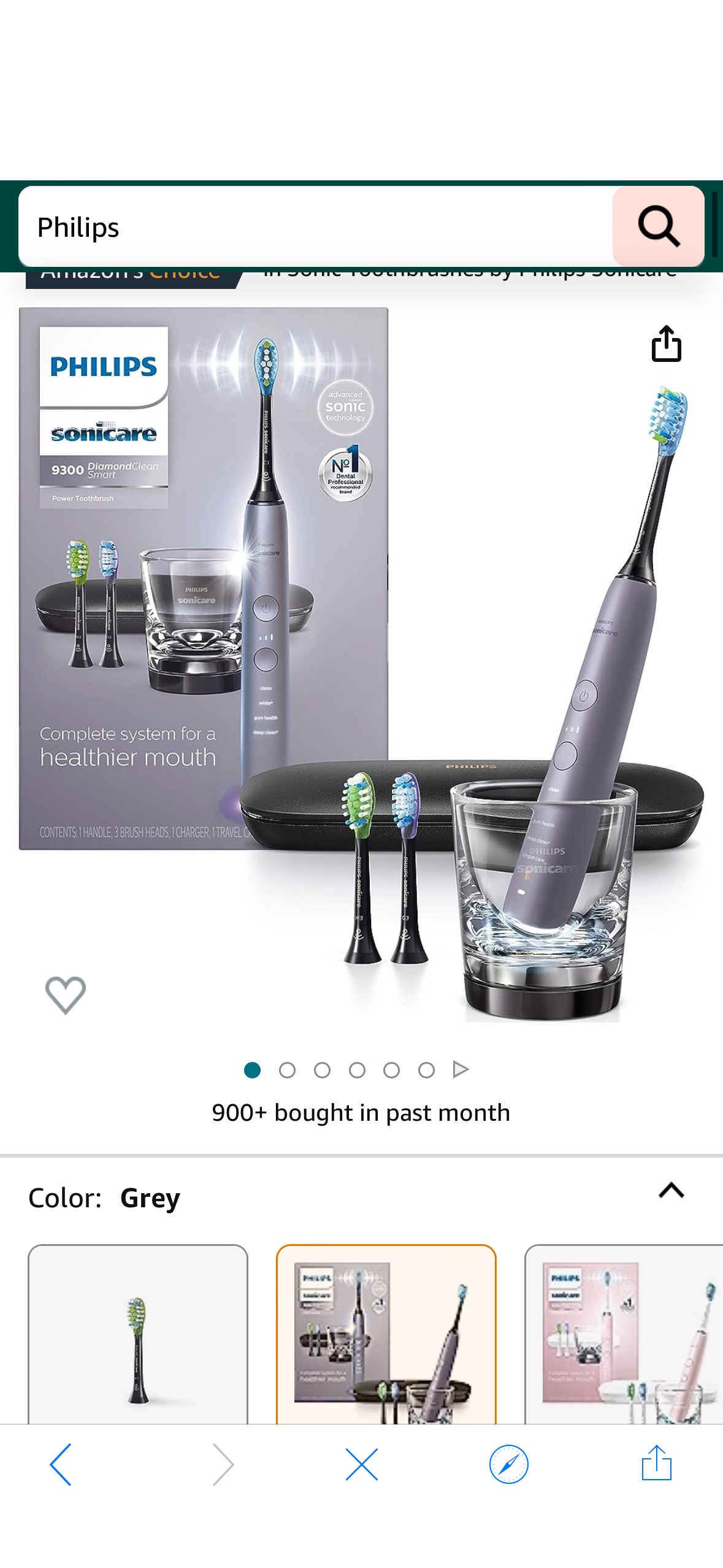 Amazon.com: Philips Sonicare DiamondClean Smart 9300 Rechargeable Electric Power Toothbrush, Grey, HX9903/41 : Health & Household