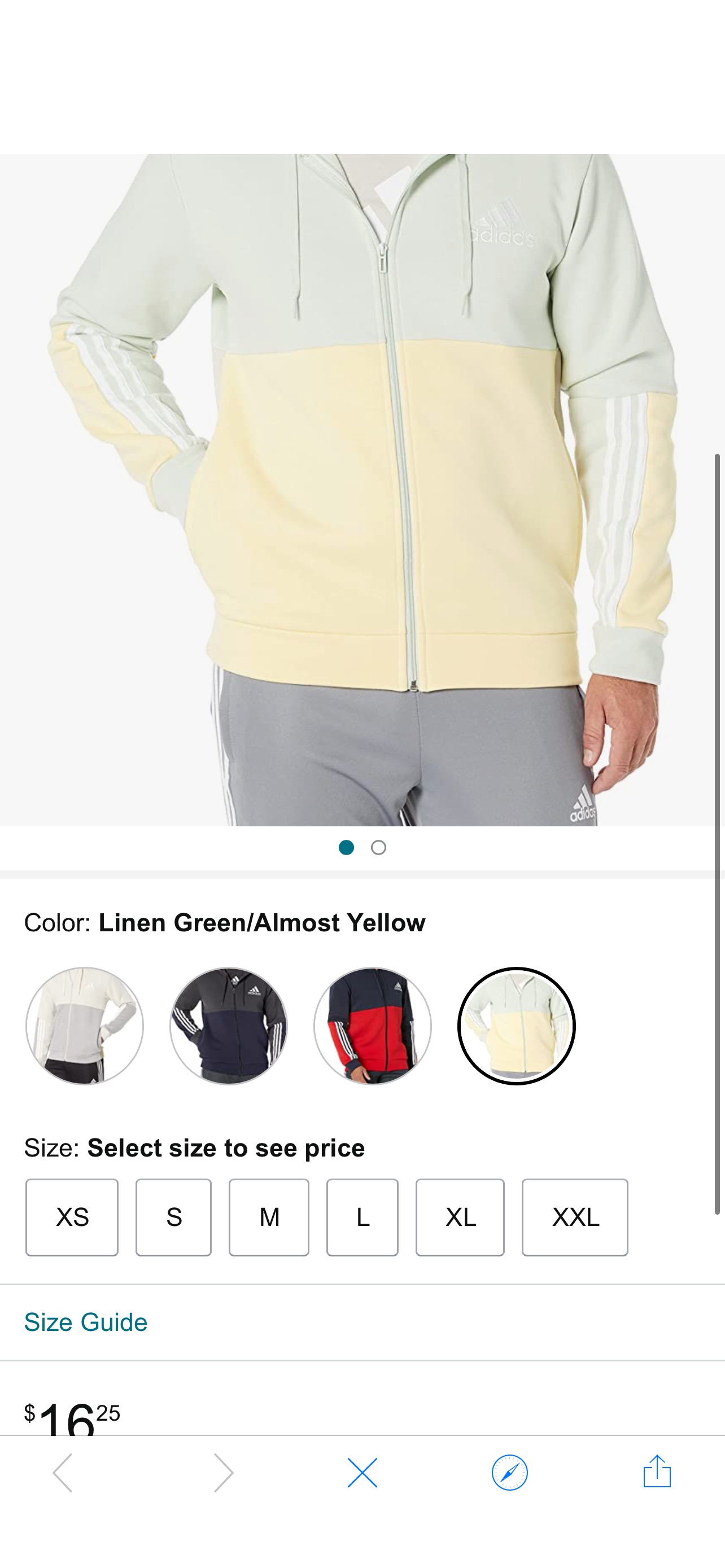 adidas Men's Essentials Colorblock Full Zip Hoodie, Linen Green/Almost Yellow, Large at Amazon Men’s Clothing store