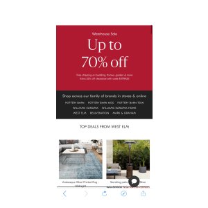 West Elm Warehouse清仓区额外打75折