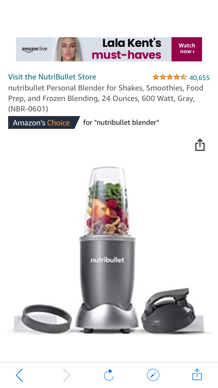 Amazon.com: nutribullet Personal Blender for Shakes, Smoothies, Food Prep, and Frozen Blending, 24 Ounces, 600 Watt, Gray, (NBR-0601): Home & Kitchen搅拌机