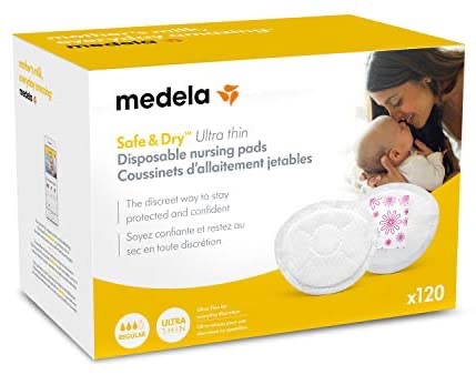 Amazon.com :防溢乳垫 Medela Safe & Dry Ultra Thin Disposable Nursing Pads, 120 Count Breast Pads for Breastfeeding, Leakproof Design, Slender and Contoured for Optimal Fit and Discretion : Baby