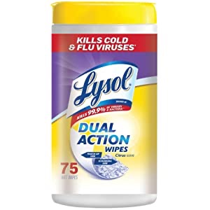半价-Lysol 双面用消毒湿巾Dual Action, Disinfecting Wipes, Citrus, 75 Ct : Health & Household