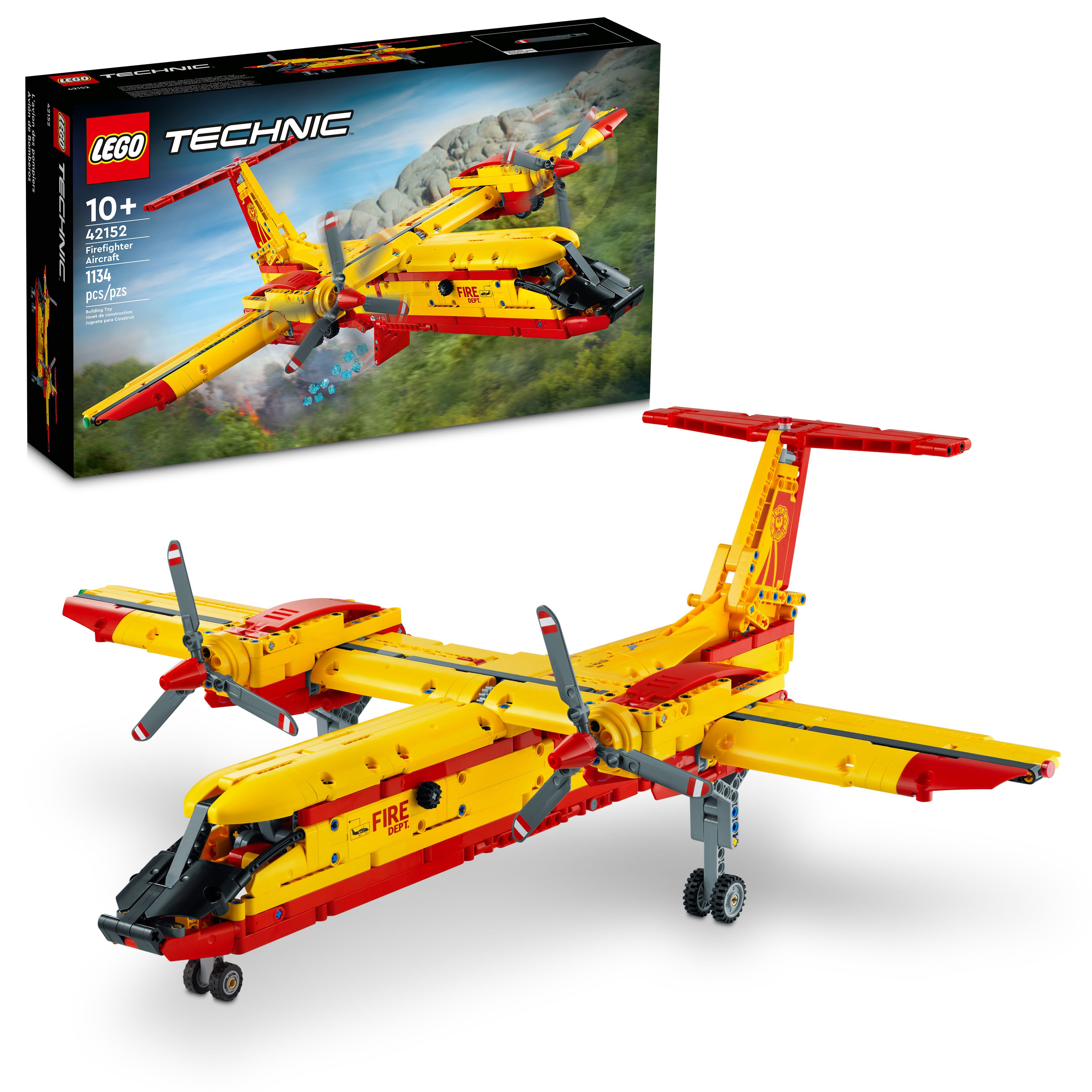 LEGO Technic Firefighter Aircraft Building Toy, Model Airplane Set 42152, with Authentic Fire Rescue Details - Walmart.com