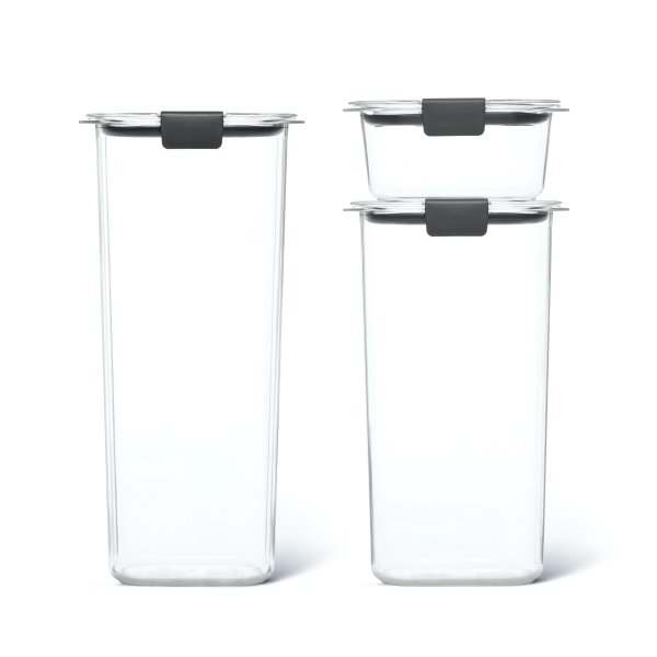 Brilliance Pantry Set of 3 Food Storage Canisters with Latching Lids
