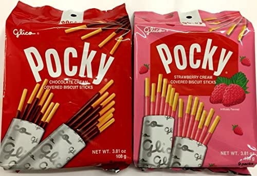 Amazon.com : Glico Pocky Family Fun Pack 3.81 oz & 3.81 oz, 9 packs (Chocolate and Strawberry, Pack of 2) : Grocery & Gourmet Food