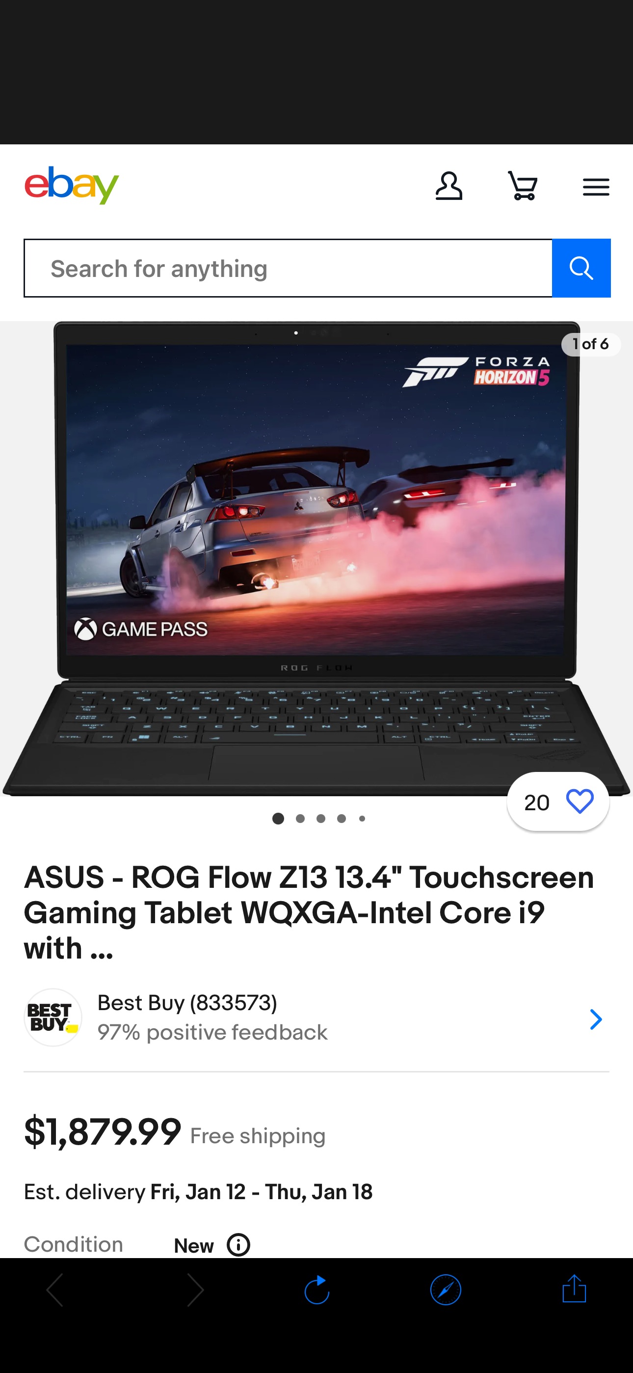 ASUS - ROG Flow Z13 13.4" Touchscreen Gaming Tablet WQXGA-Intel Core i9 with ... | eBay