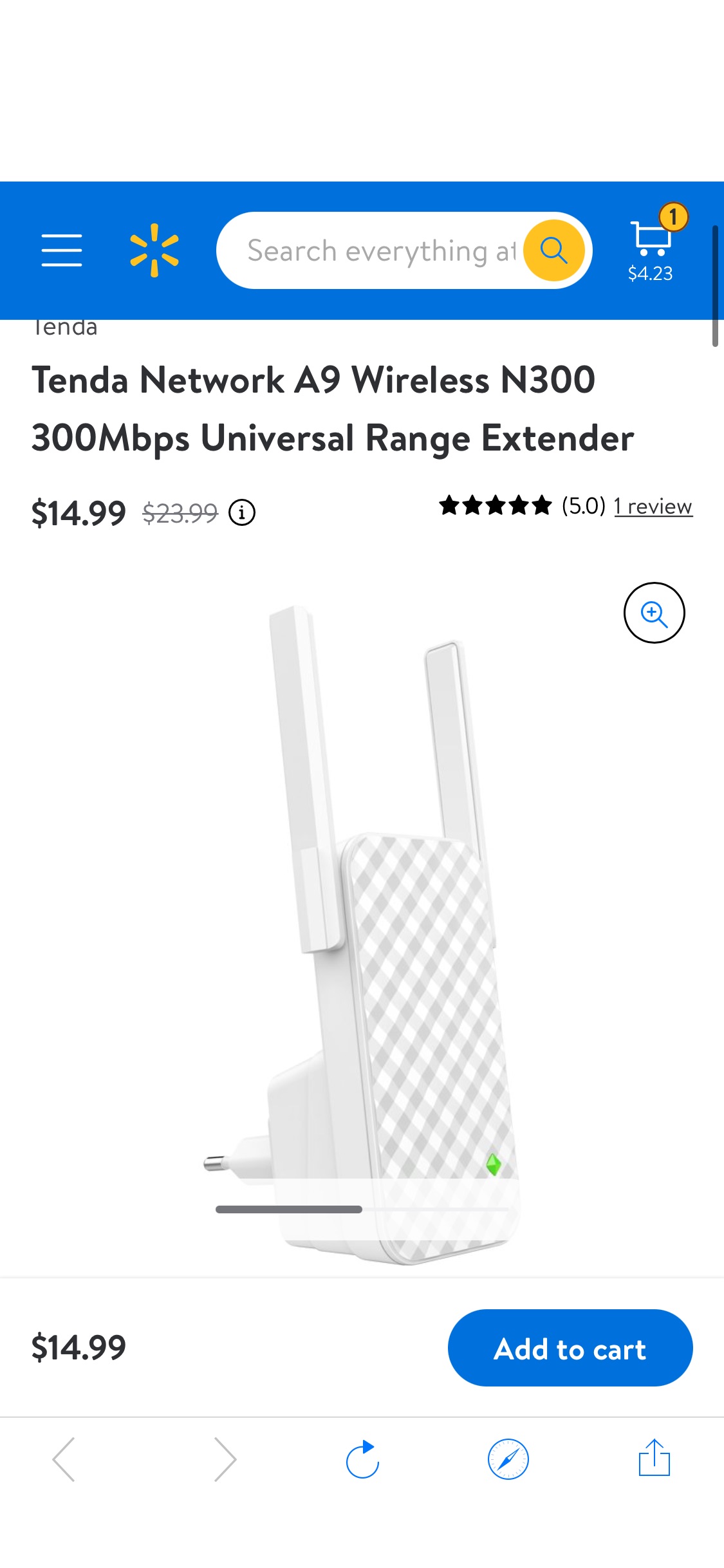 wifi信号增强器Tenda Network A9 Wireless N300 300Mbps Universal Range Extender - Walmart.com