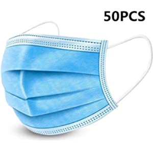 Amazon.com: 3plymaskco 50Pcs Disposable 3-PLY Non-woven Earloop Face Respirator for Children and Adults-Blue 3层口罩