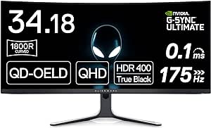 Amazon.com: Alienware AW3423DW Curved Gaming Monitor 34.18 inch Quantom Dot-OLED 1800R Display