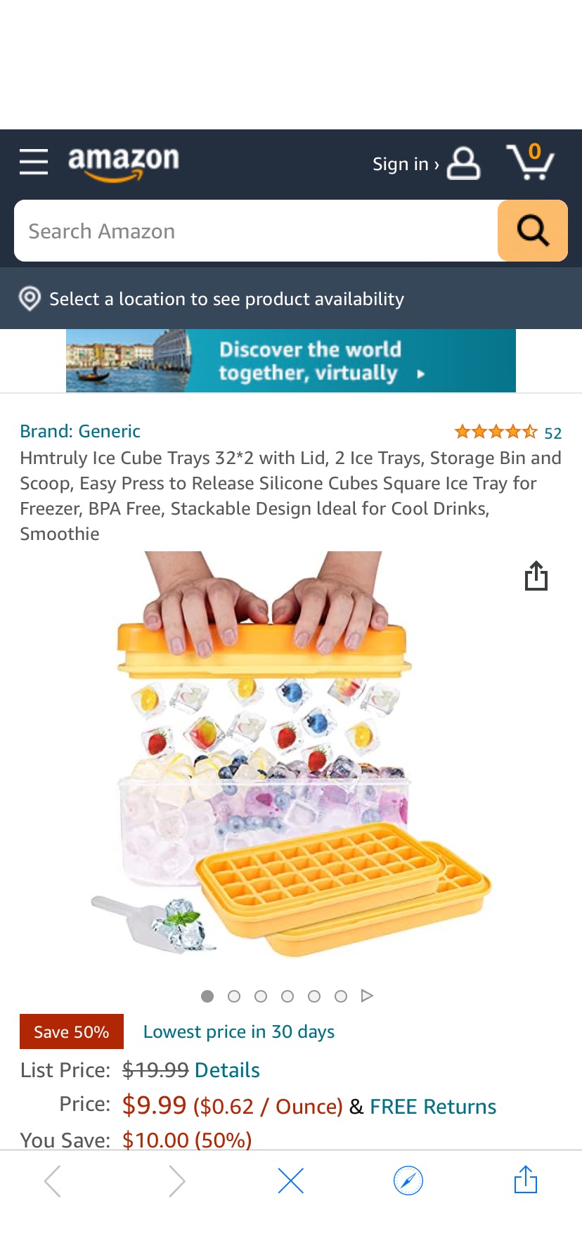 制冰盒Amazon.com: Hmtruly Ice Cube Trays 32*2 with Lid, 2 Ice Trays, Storage Bin and Scoop, Easy Press to Release Silicone Cubes Square Ice Tray for