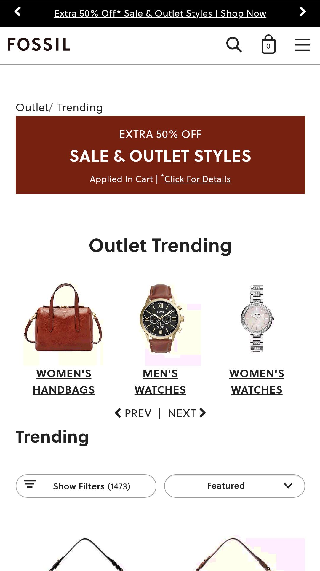 Now Trending For Fossil Outlet 
fossil清仓区额外5折