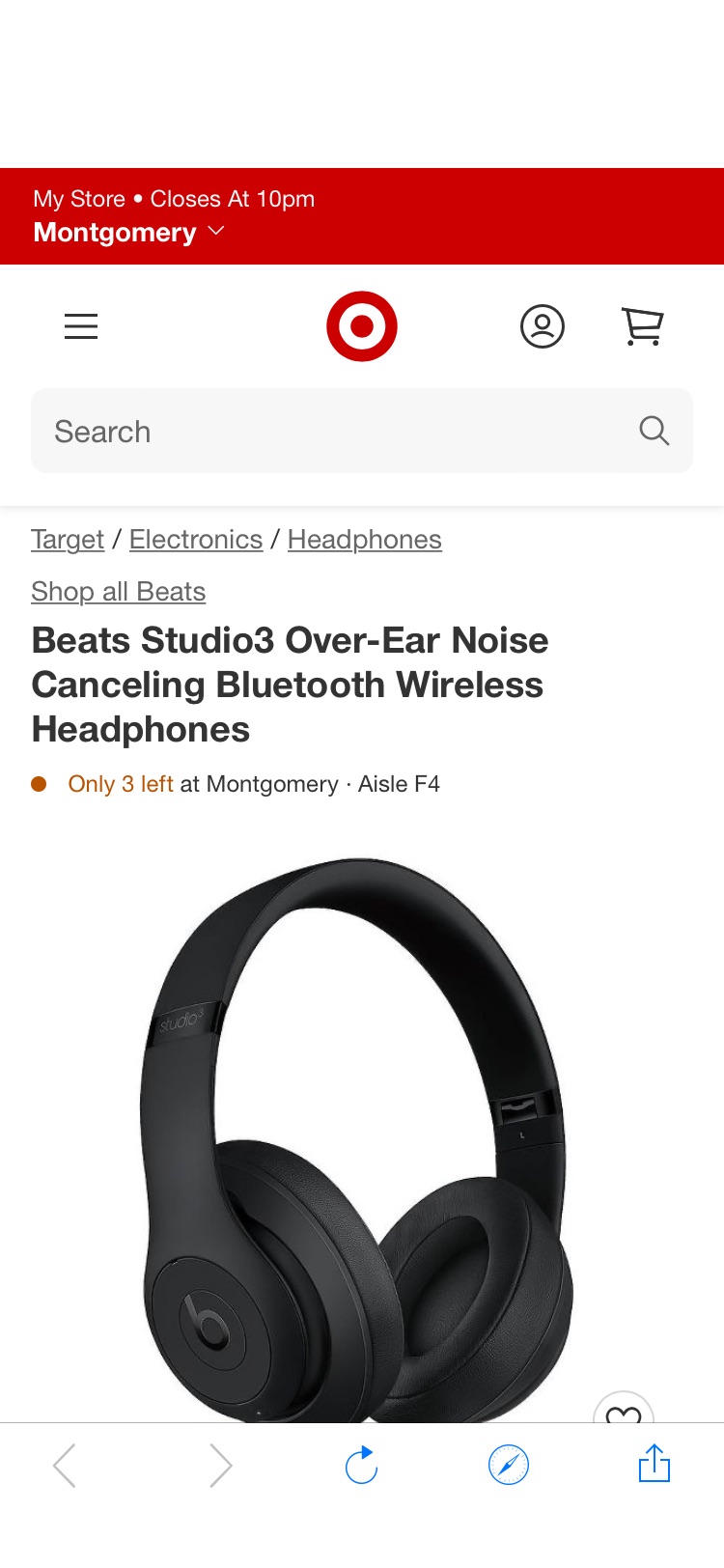 Beats Studio3 Over-ear Noise Canceling Bluetooth Wireless Headphones : Target 降噪耳机打折