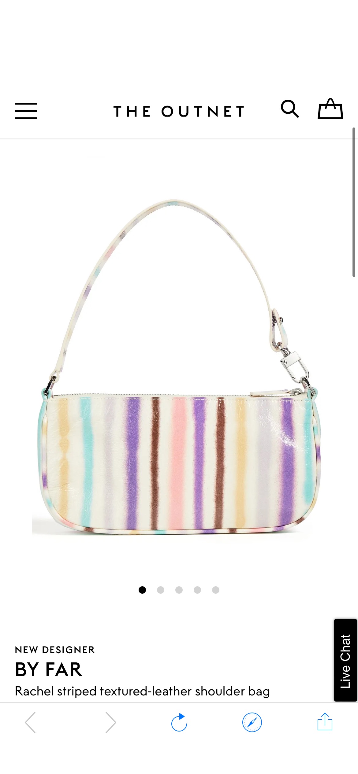 Ivory Rachel striped textured-leather shoulder bag | BY FAR | THE OUTNET