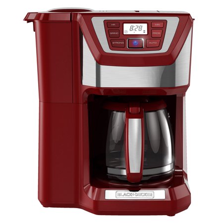 BLACK+DECKER Mill & Brew 12-Cup Programmable Coffeemaker with Built-In Grinder, Red, CM5000RD - Walmart.com可编程咖啡壶