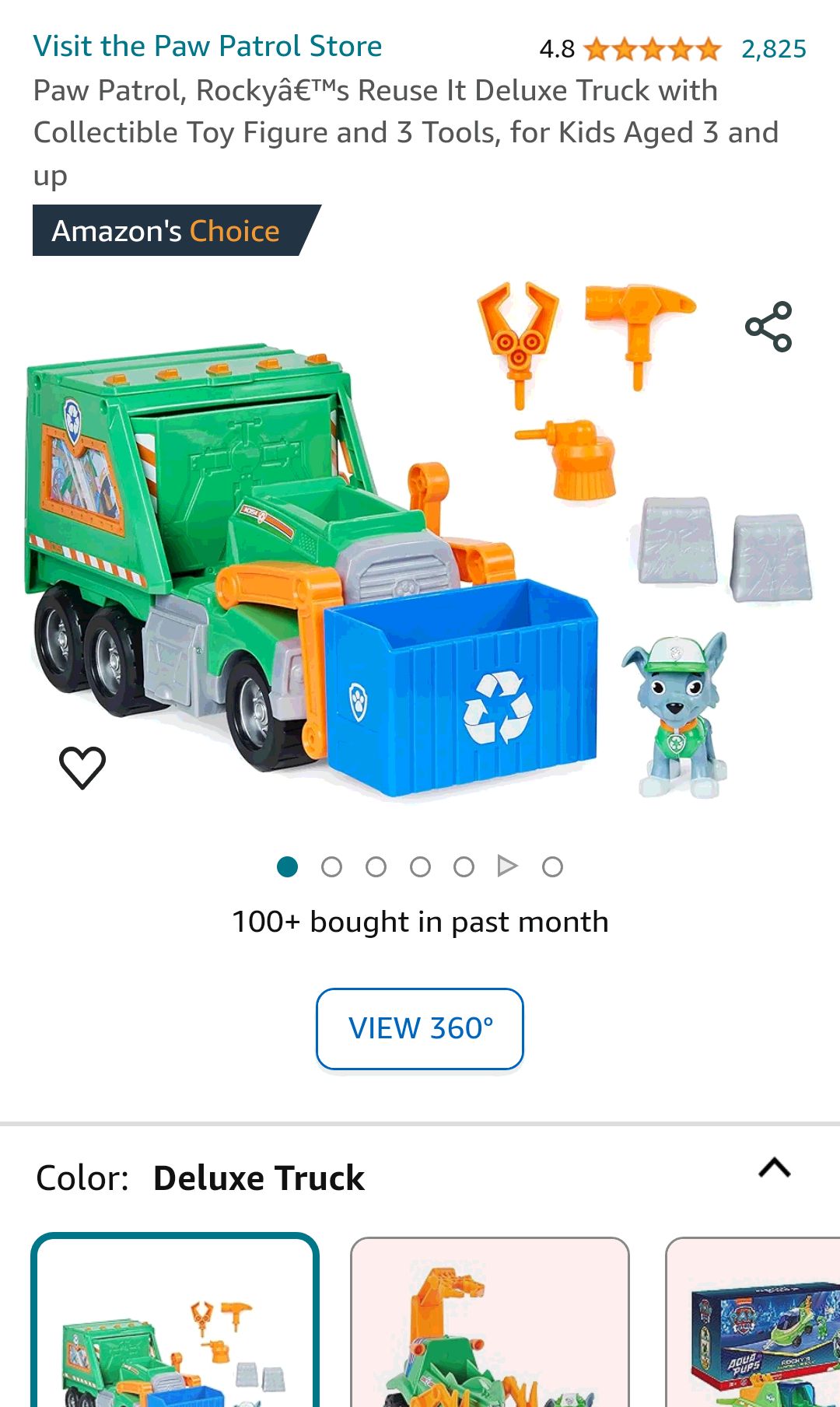 Paw Patrol, Rockyâ€™s Reuse It Deluxe Truck with Collectible Toy Figure and 3 Tools, for Kids Aged 3 and up : Everything Else