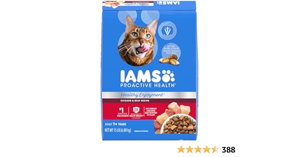 Iams Healthy Enjoyment Dry Cat Food Chicken & Beef Recipe, 15 lb. Bag