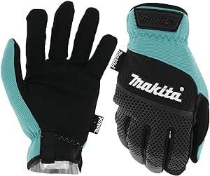 Makita Unisex T 04167 Open Cuff Flexible Protection Utility Work Gloves Large, Teal/Black, Large US - Amazon.com