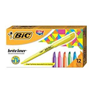 BIC Brite Liner Highlighter, Chisel Tip, Assorted Colors, 12-Count