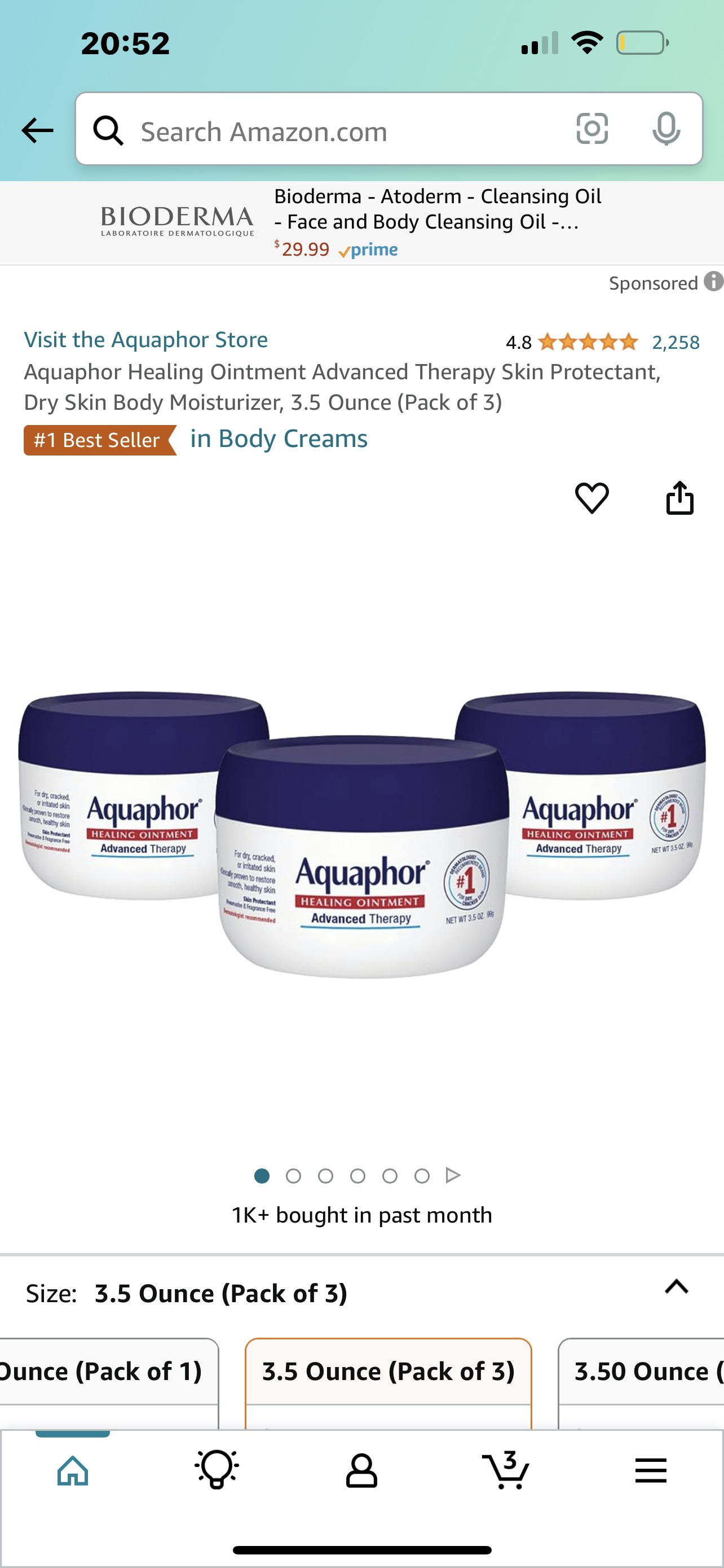 Amazon.com : Aquaphor Healing Ointment Advanced Therapy Skin Protectant, Dry Skin Body Moisturizer, 3.5 Ounce (Pack of 3) : Therapeutic Skin Care Products : Health & Household