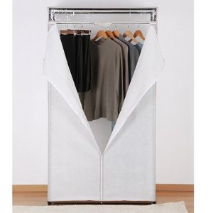 Walmart Mainstays 1 Tier 36" Clothes Closet with White Cover and Grey Pumice Trim 2 Pack