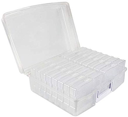 Amazon.com: Novelinks Transparent 4" x 6" Photo Cases and Clear Craft Keeper with Handle - 16 Inner Cases Plastic Storage Container Box (Clear)照片收集盒子