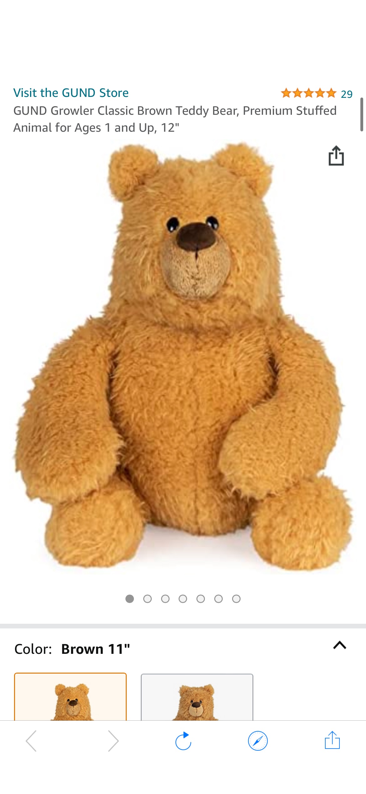 Amazon.com: GUND Growler Teddy Bear Classic Brown Bear Plush Stuffed Animal, 9 Inch : Toys & Games 大熊玩具