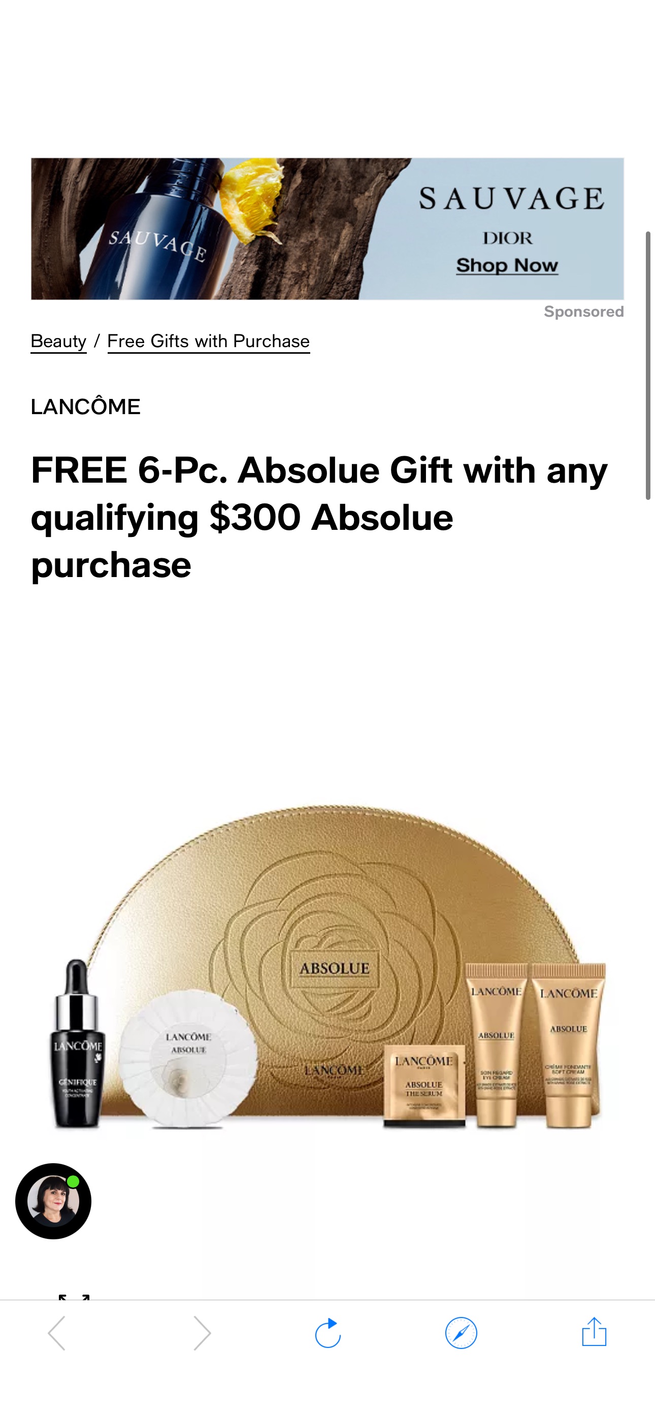 Lancôme FREE 6-Pc. Absolue Gift with any qualifying $300 Absolue purchase - Macy's满额送