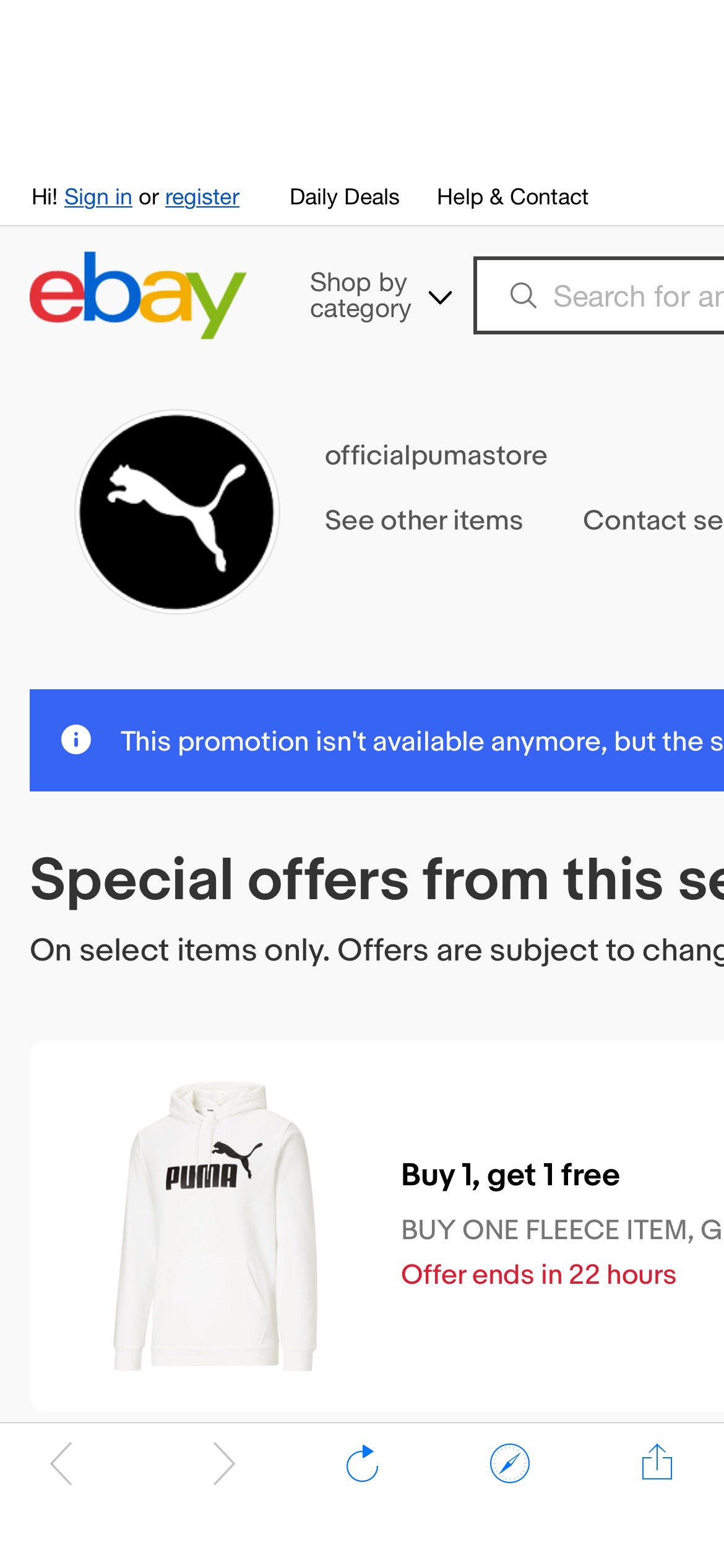 Special offers Puma eBay旗舰店现有黑五提前大促,加绒卫衣买一送一