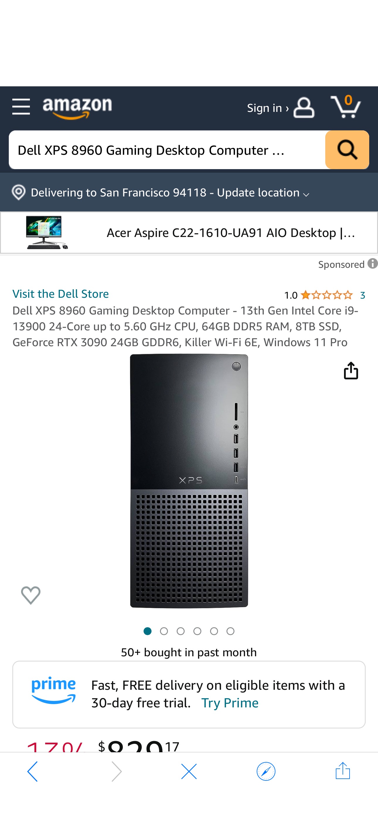 Amazon.com: Dell XPS 8960 Gaming Desktop Computer - 13th Gen Intel Core i9-13900 24-Core up to 5.60 GHz CPU, 64GB DDR5 RAM, 8TB SSD, GeForce RTX 3090 24GB GDDR6, Killer Wi-Fi 6E, Windows 11 Pro : Elec
