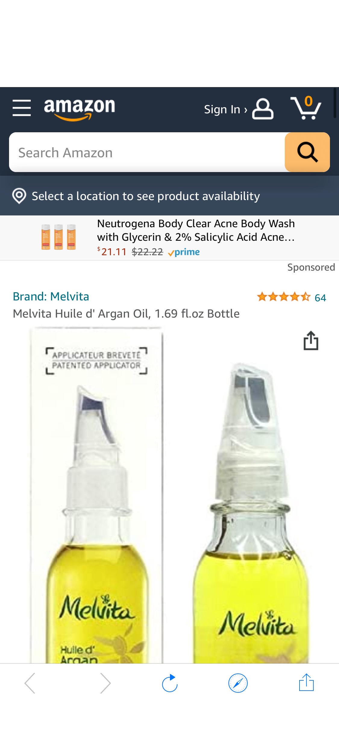 Amazon.com : Melvita Huile d' Argan Oil, 1.69 fl.oz Bottle