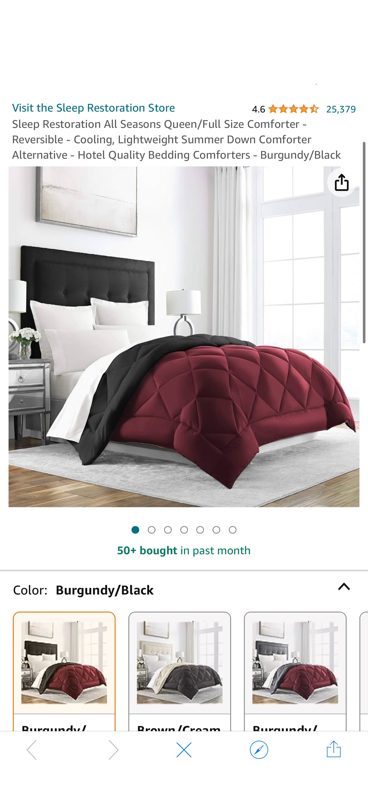Amazon.com: Sleep Restoration All Seasons Queen/Full Size Comforter - Reversible - Cooling, Lightweight Summer Down Comforter Alternative - Hotel Quality Bedding Comforters - Burgundy/Black : Home & K