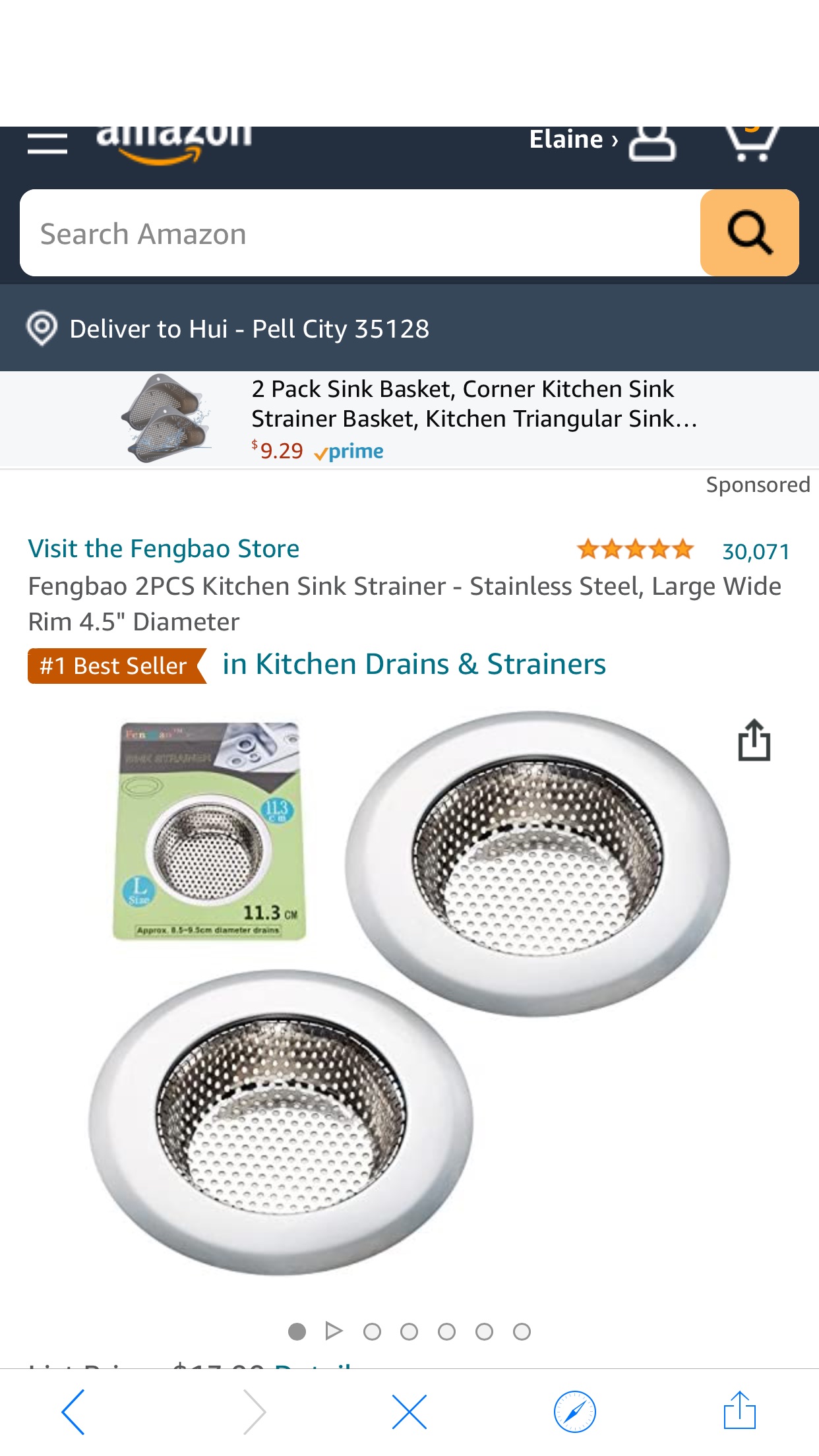 Fengbao 2PCS Kitchen Sink Strainer - Stainless Steel, Large Wide Rim 4.5" Diameter - - Amazon.com水槽过滤网