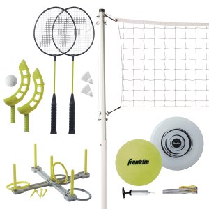 Franklin Sports Fun 5 Combo Set - Badminton - Volleyball - Ring Toss - Flip Toss - Flying Disc