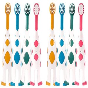 Newrichbee 8 Packs Kids Toothbrush, Extra Soft Lovely Little Deer Toothbrush for Kids 2-8 Years (Pink&Orange&Blue&Green)