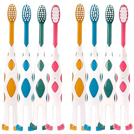Newrichbee 8 Packs Kids Toothbrush, Extra Soft Lovely Little Deer Toothbrush for Kids 2-8 Years (Pink&Orange&Blue&Green)