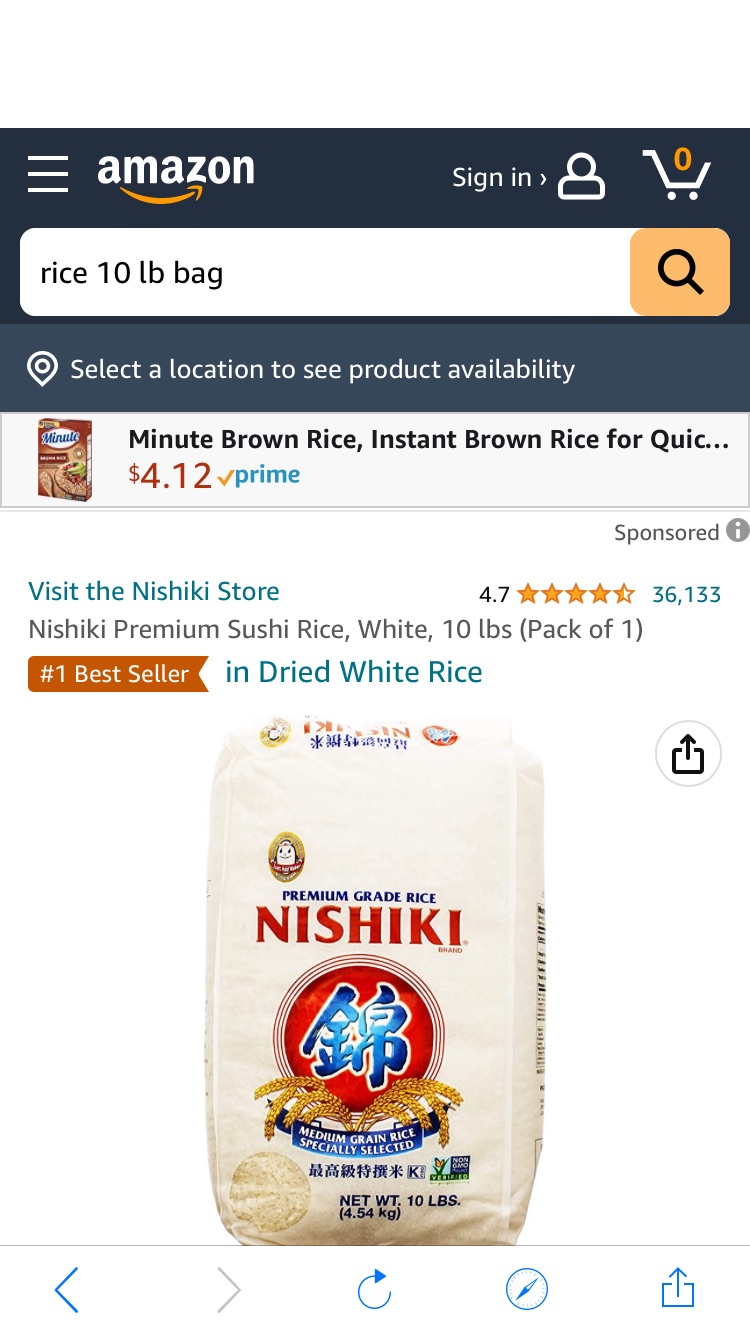 Amazon.com : Nishiki Premium Sushi Rice, White, 10 lbs (Pack of 1) : Rice Produce : Grocery & Gourmet Food