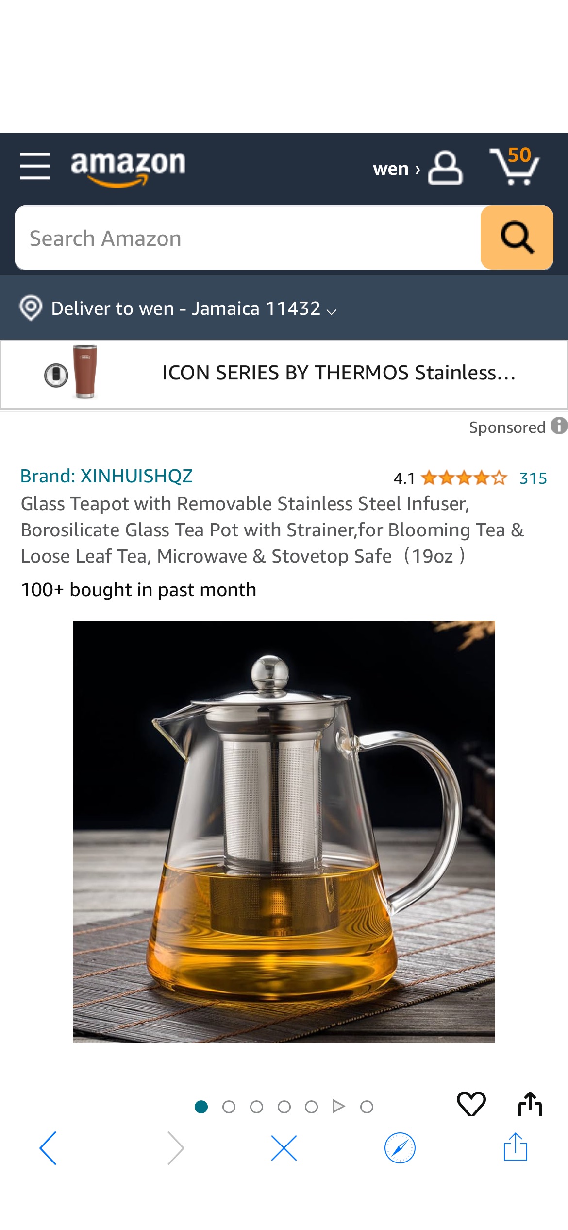 Amazon.com | Glass Teapot with Removable Stainless Steel Infuser, Borosilicate Glass Tea Pot with Strainer,for Blooming Tea & Loose Leaf Tea, Microwave & Stovetop Safe（19oz ）: Teapots