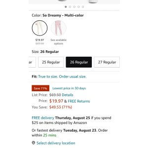 $19.97 Levi s Women s 721 High Rise Button Front Skinny Jeans, So Dreamy-Multi-Color, 26 at Amazon Women s Jeans store 高腰修身牛仔裤