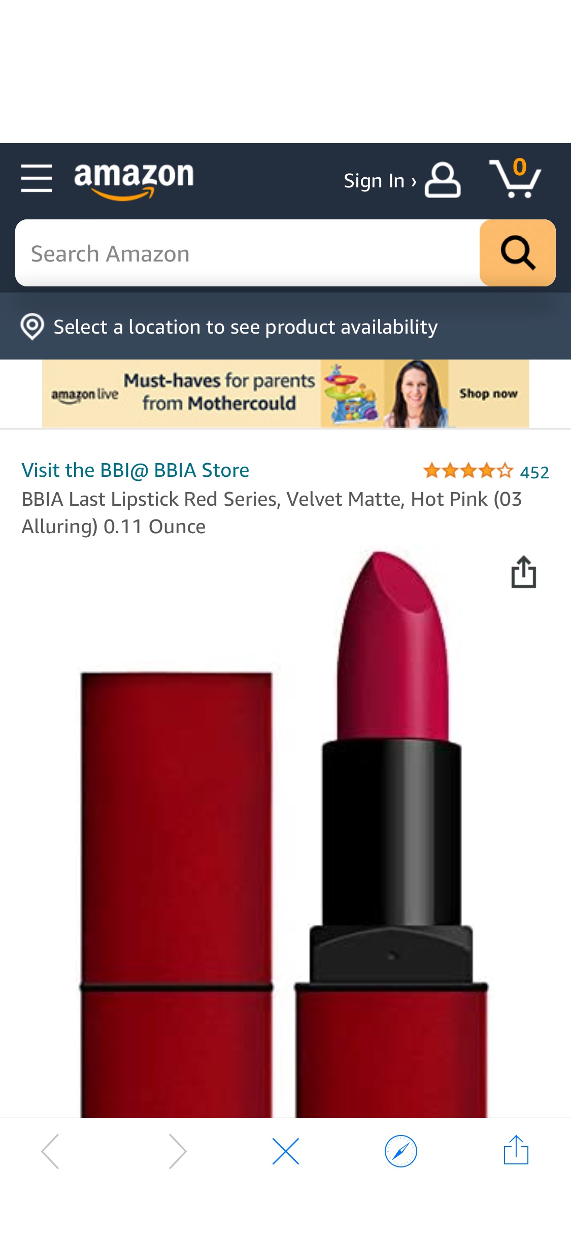 Amazon.com : BBIA Last Lipstick Red Series, Velvet Matte, Hot Pink (03 Alluring) 0.11 Ounce
