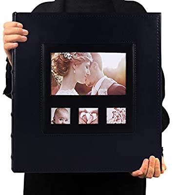 Amazon.com: RECUTMS Photo Album 4x6 600 Pockets Black Pages 5 Per Page Leather Cover Slots ,超大容量家庭婚礼相册可容纳600张水平和垂直照片（海军蓝）