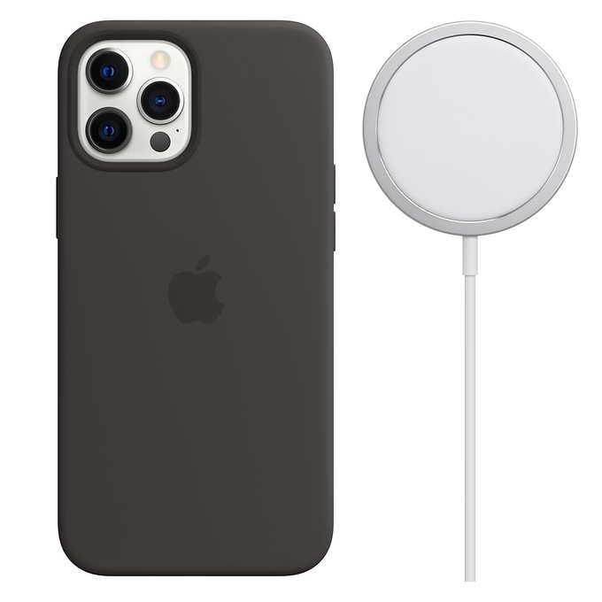 Apple iPhone 12 Pro Max黑色硅胶壳和MagSafe Charger bundle